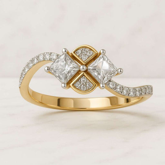 Heart Shape Halo Diamond ring Lab Grown Diamond Round and Princes cut Diamond