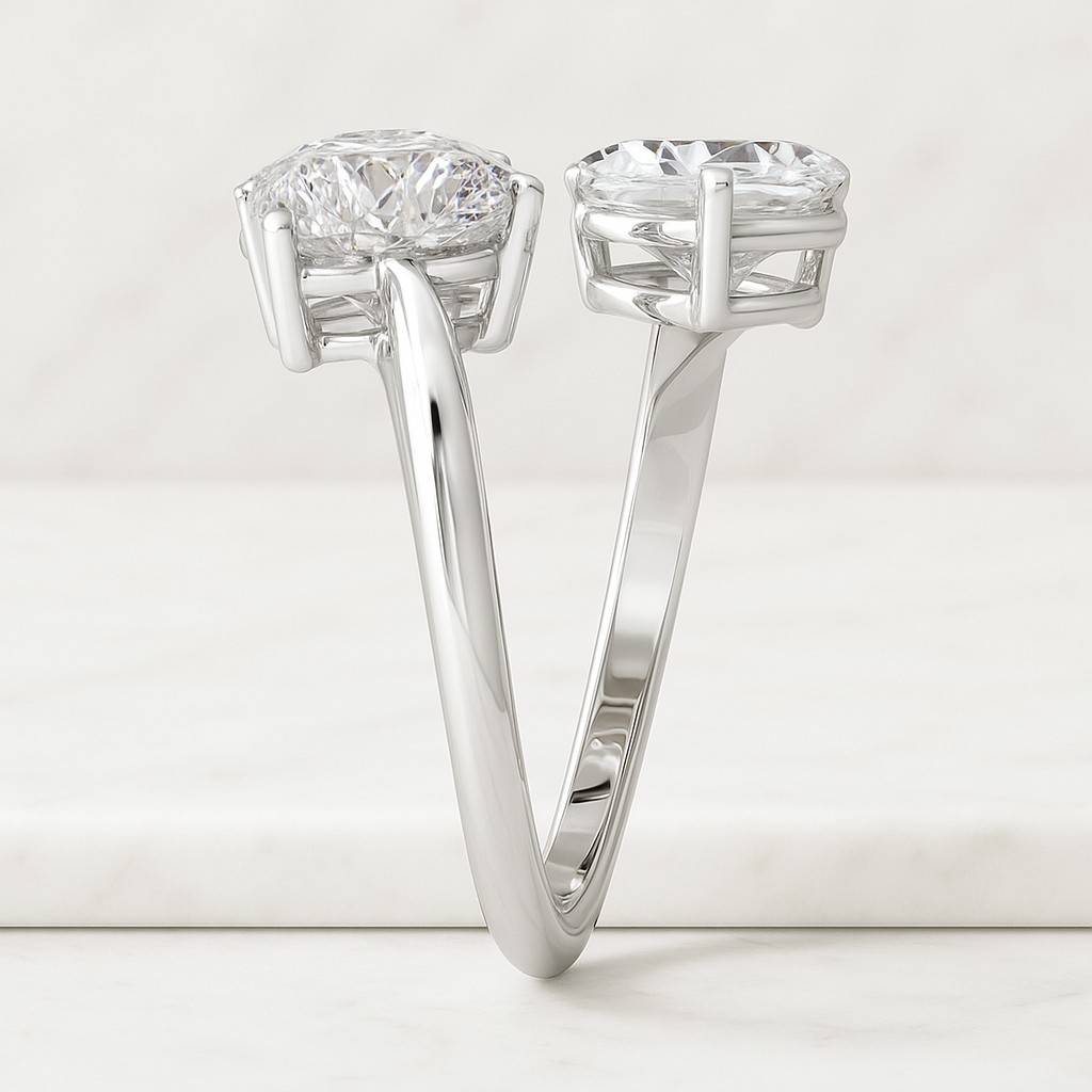 Heart Shape Lab Grown Diamond Prong Set Engagement Ring 14K White Gold Ring