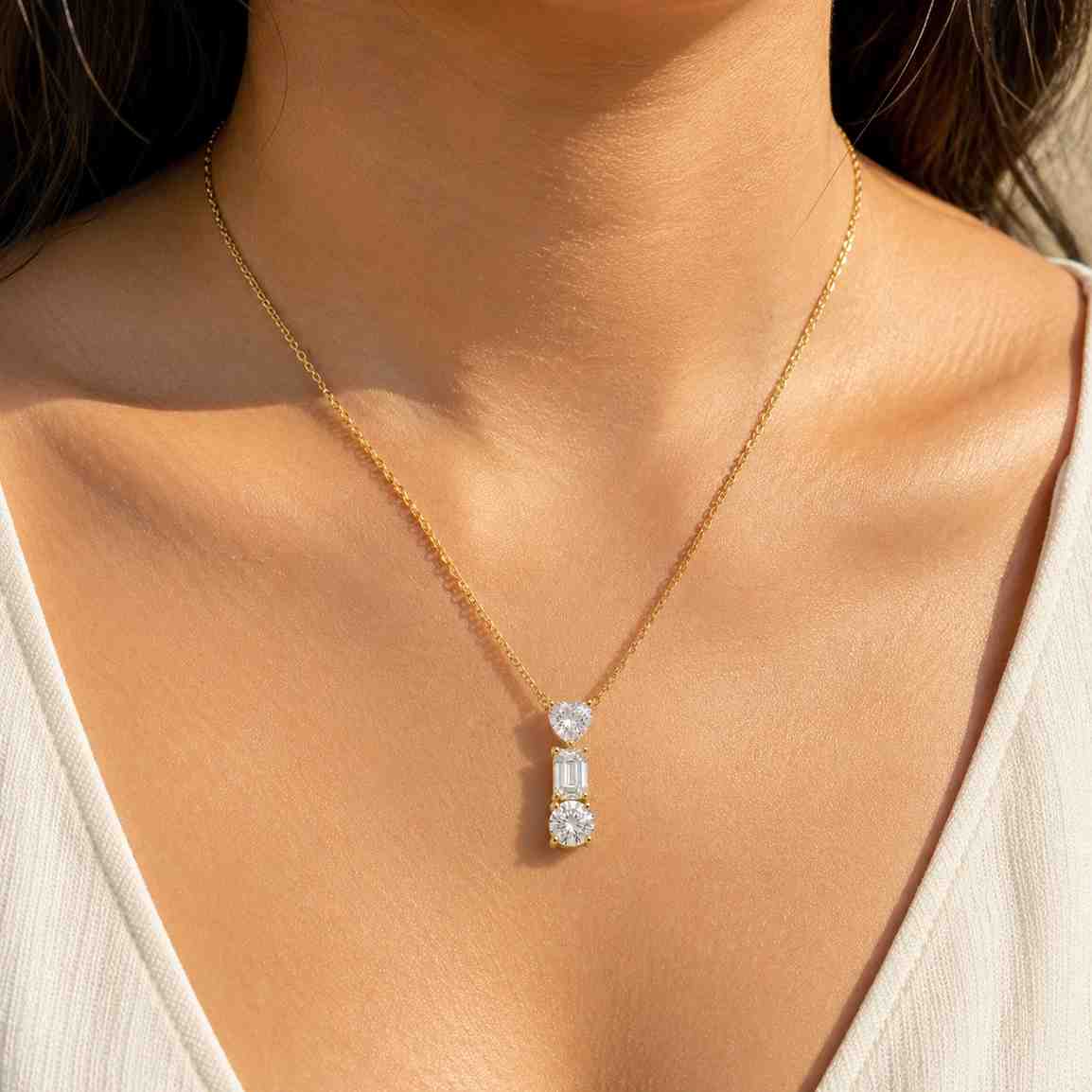 heart shaped lab grown diamond necklace with diamond studded chain igi certified customized necklace length perfect gift for her
