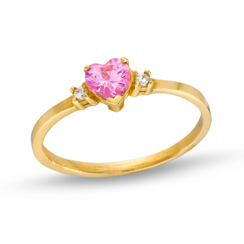 Heart Shaped Pink Diamond Ring For Kids