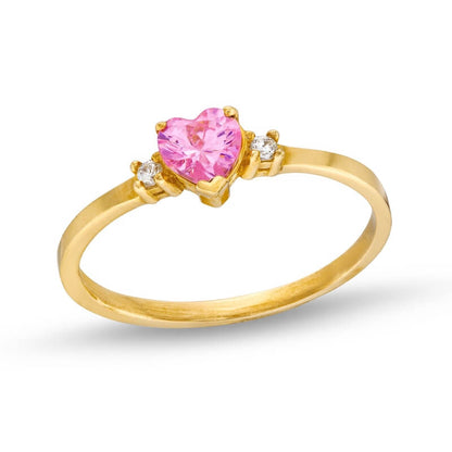 Heart Shaped Pink Diamond Ring For Kids