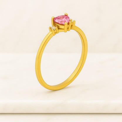 Heart Shaped Pink Tourmaline Engagement Ring 14k Gold Pink Tourmaline Art Deco Wedding Ring Heart Shape Pink Gemstone Women Promise Ring