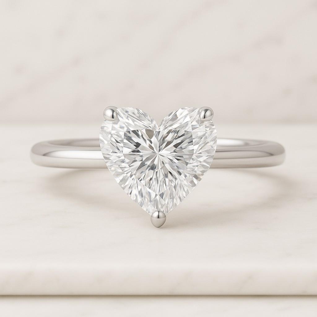 Heart Solitaire Ring Anique Cut Diamond Ring Anniversary Gifts Lab Grown Diamond Ring