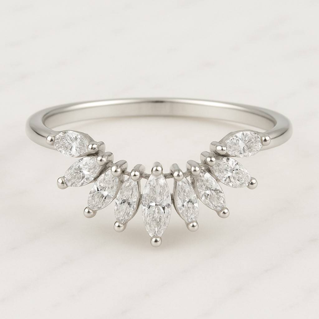 Her Six Claw Prong Setting Ring Gifts Marquise Diamond Wedding Set Unique Bridal Set Ring for Her Marquise Cluster Ring