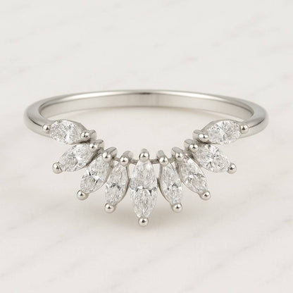 Her Six Claw Prong Setting Ring Gifts Marquise Diamond Wedding Set Unique Bridal Set Ring for Her Marquise Cluster Ring