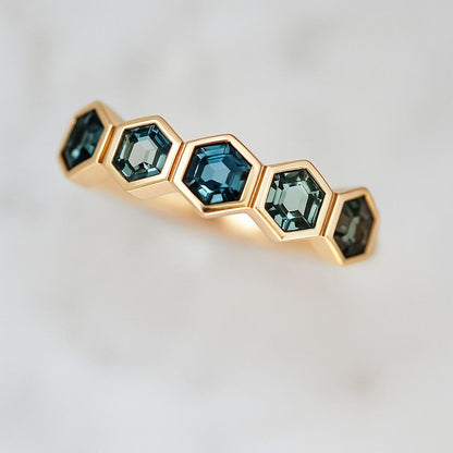 Hexagon Cut Amethyst Wedding Band Rose Gold Marquise Moissanite Wedding Ring Gemstone Stacking Anniversary Promise Rings For