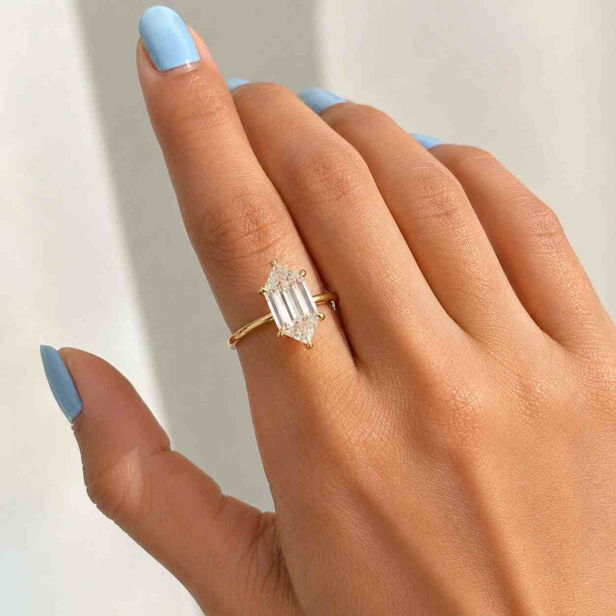 Hexagon Cut Lab Grown Diamond Solitaire Engagement Ring, Hexagon Diamond Hidden Halo Ring For Bridal Gift, Lab Diamond Ring For Wedding Gift