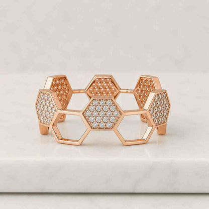 Hexagon Lab Grown Diamond Ring, Unique Hexagon Cut Engagement Ring, 14k Gold Solitaire Ring, Geometric Diamond Ring For Her