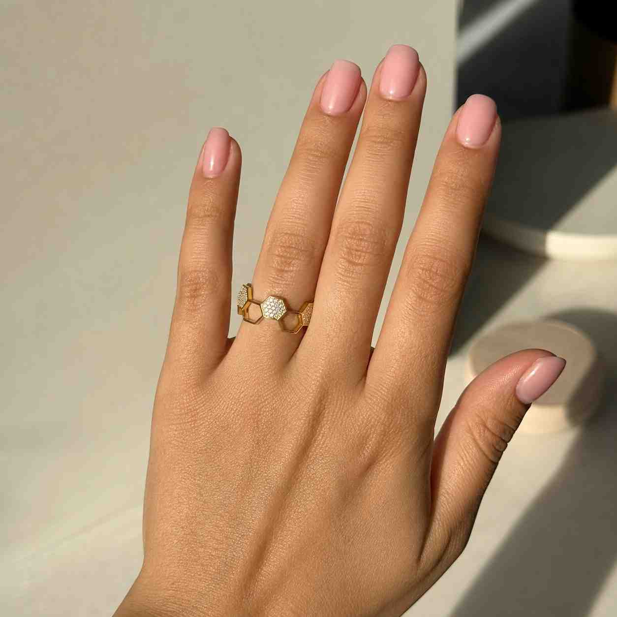 hexagon shape full eternity wedding band, honeycomb round lab grown diamond matching band wide band hexagon pattern ring, anniversary band
