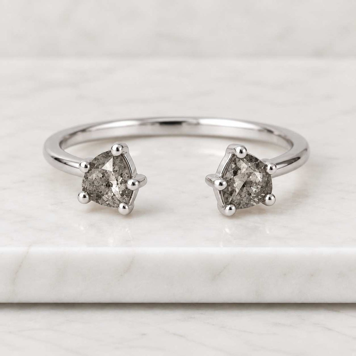 hexagon & trillion cut toi et moi ring, lab grown diamond engagement ring, 14k yellow gold ring, two stone ring, promise ring, gift for her