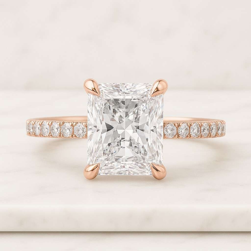 3.10 Carat Radiant Cut IGI Certified D color VVS2 Clarity Lab Grown Diamond Solitaire Engagement Ring