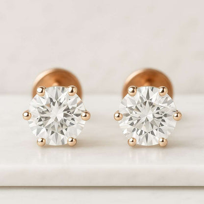 Hidden Halo Round Cut Lab-Grown Diamond Stud Earrings