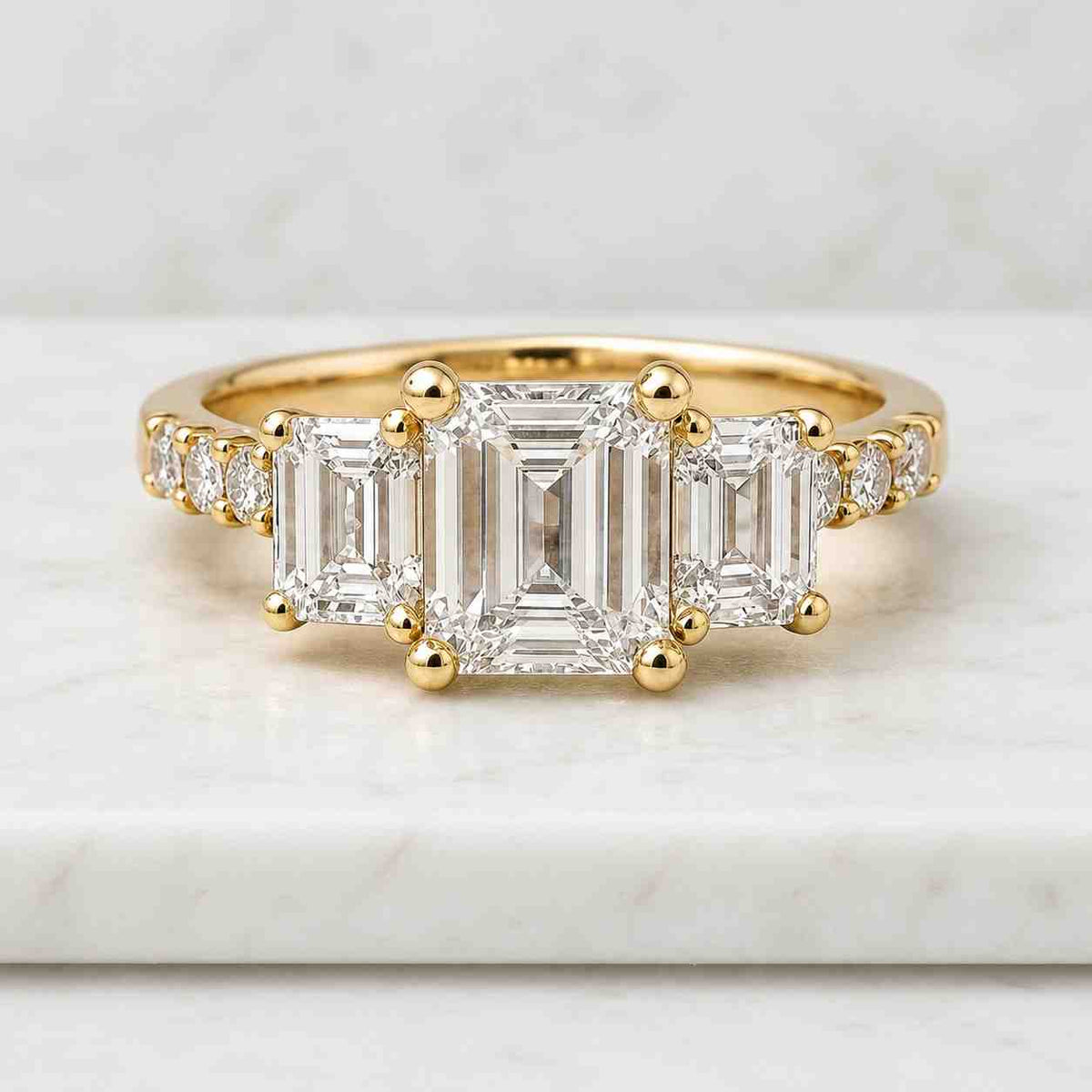 hidden halo 4.0 ct emerald cut moissanite engagement ring, 14k solid yellow gold solitaire ring, emerald diamond wedding ring, proposal ring
