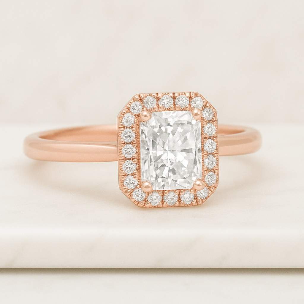 Hidden Halo Diamond Ring Set