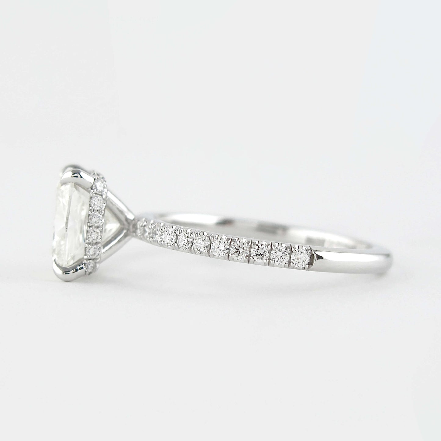Hidden Halo Elongated Cushion Cut Moissanite Diamond Ring