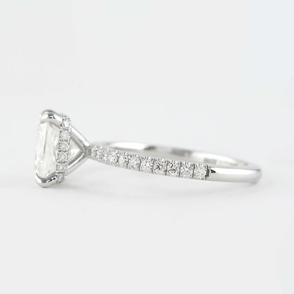Hidden Halo Elongated Cushion Cut Moissanite Diamond Ring
