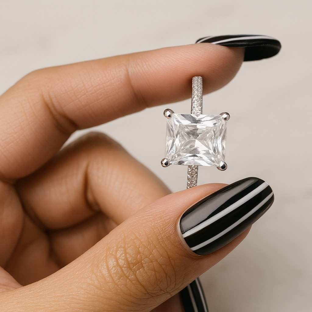 Hidden Halo Engagement Ring IGI Certified Radiant Cut Lab Grown Diamond Invisible Halo-Pave Wedding Ring Handmade Jewelry Gift For Women