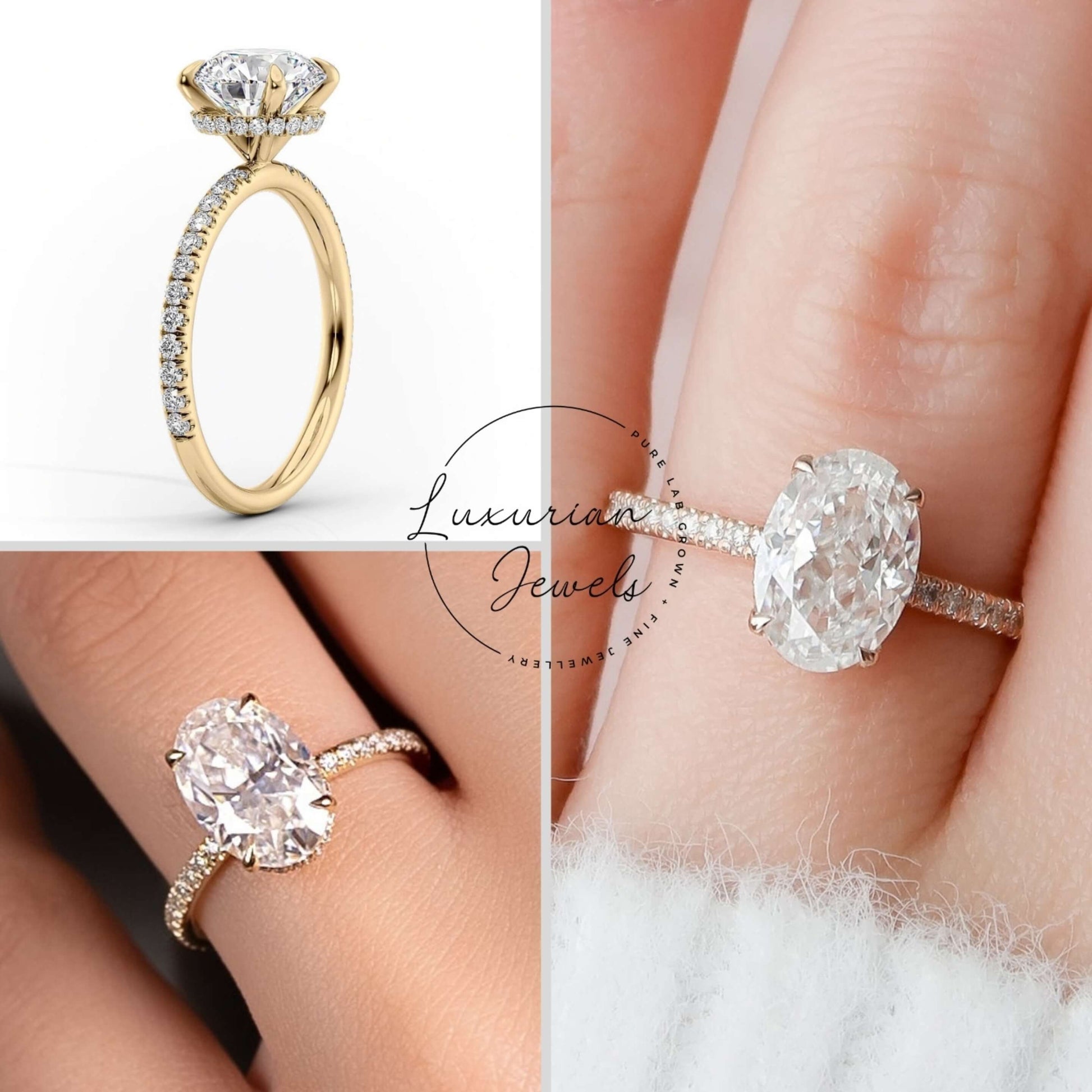 Hidden Halo Engagement Ring Set
