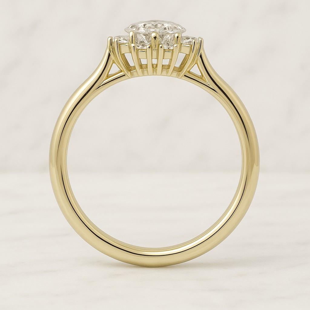 Hidden Halo Lab Grown Diamond Ring Dutch Marquise Cut Lab Diamond Wedding Ring Accent Set Eco Friendly Diamond Ring