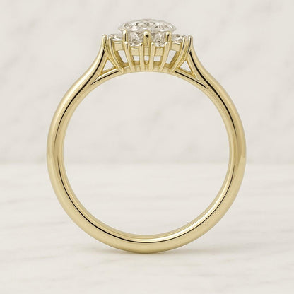 Hidden Halo Lab Grown Diamond Ring Dutch Marquise Cut Lab Diamond Wedding Ring Accent Set Eco Friendly Diamond Ring