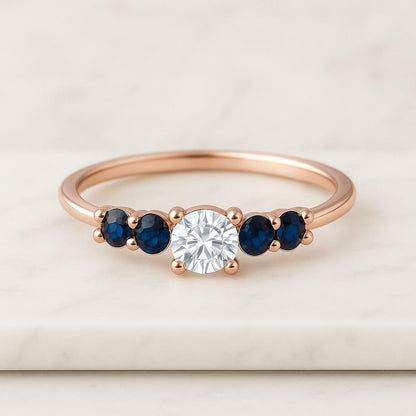 Hidden Halo Moissanite Engagement Ring Round Cut Pave Set Wedding Ring