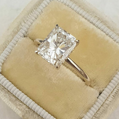 Hidden Halo Radiant Cut Diamond Engagement Ring
