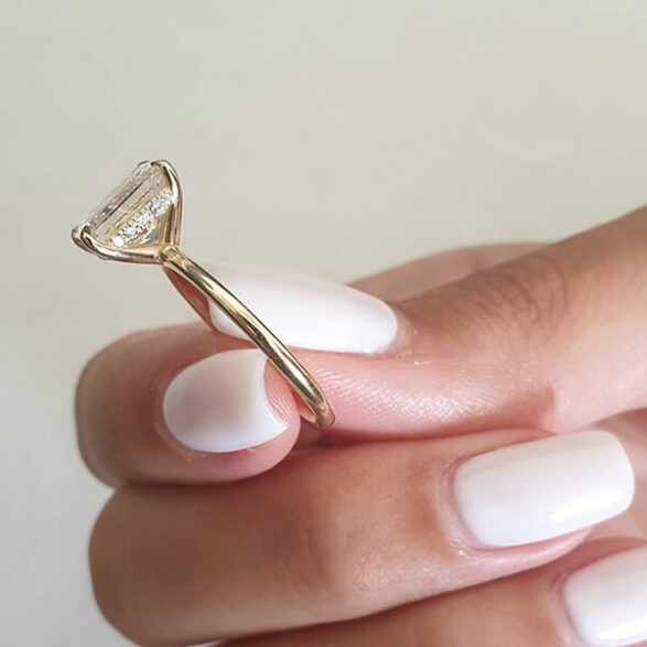 Hidden Halo Radiant Cut Diamond Engagement Ring For Her