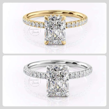 Hidden Halo and Diamond Engagement Ring