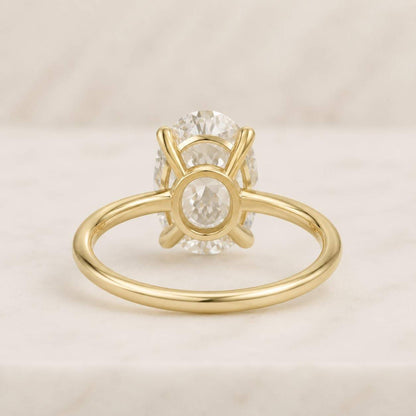 Hidden halo engagement ring 1.5 up to 4 carat solitaire oval moissanite ring oval 14k 1.5mm thin band & 0.11 ct Hidden halo diamond

