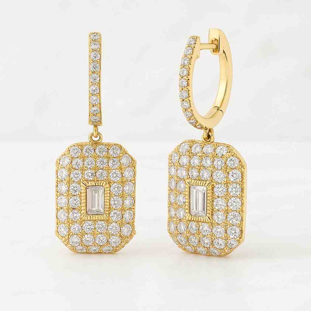 Huggie Diamond Earring Diamond Hoop Earring, 8mm Inside Diameter Lab Grown Diamond Hoop Earring