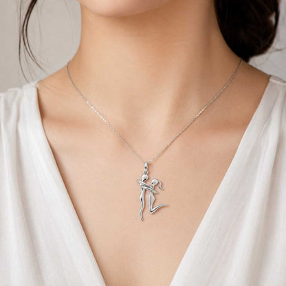 Hugging Couple Pendant 925 Sterling Silver Oxidized Gold Vermeil Abstract Love Necklace Romantic Gift