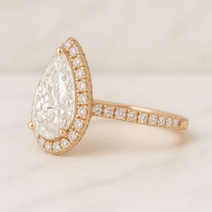 IGI Certified Pear Engagement Ring Genuine Lab Grown Diamond Ring Pear Shaped Diamond Anniversary Ring