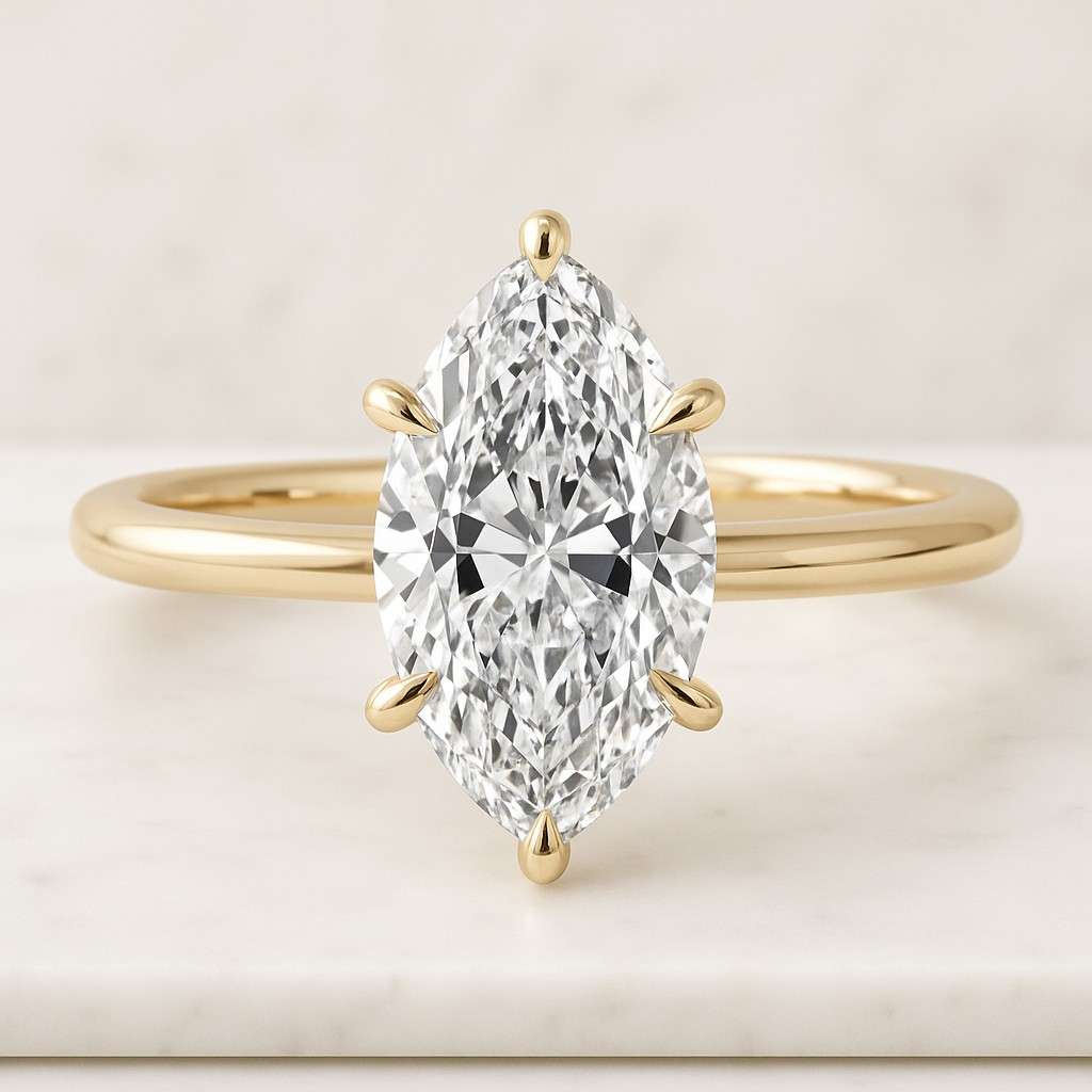 Dainty Ring, S925 Sterling Silver D Color Marquise Cut Engagement or Promise Ring Gift For Her