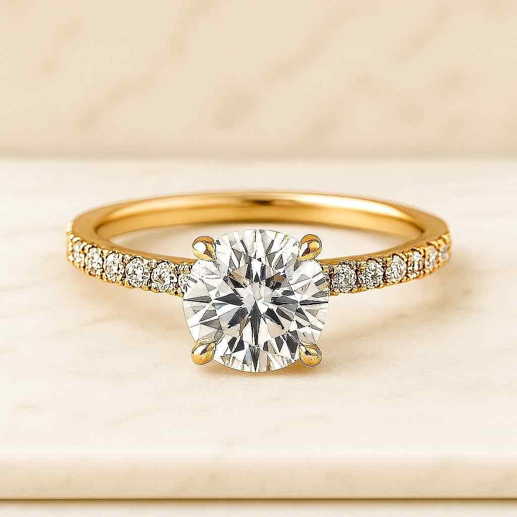 IGI Certificate Round Ideal Cut Lab Grown Diamond Solitaire Engagement Ring