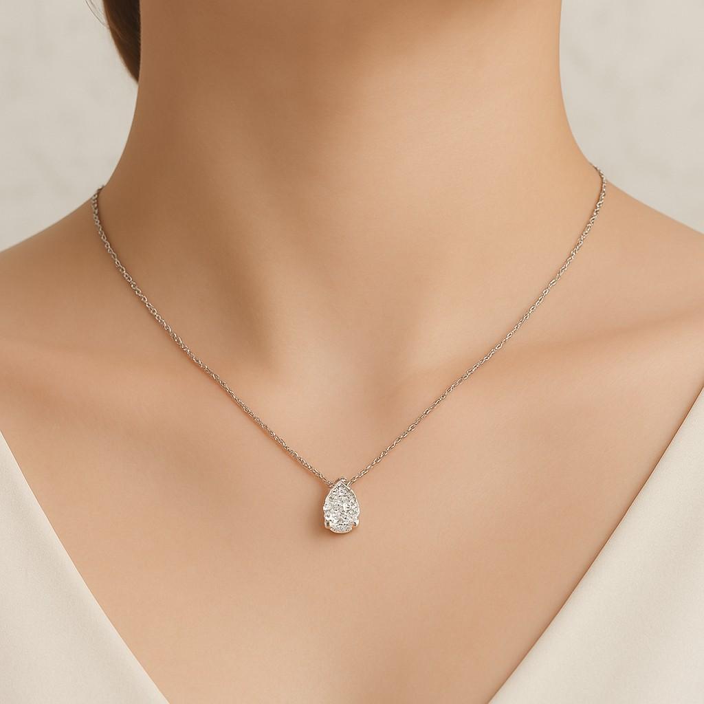 IGI Certified 14K Gold Gift For Her Pear Cut Moissanite Pendant 14K Yellow White Gold Necklace