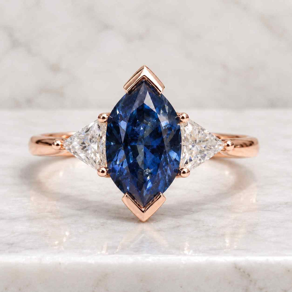 igi certified 3ct marquise lab grown diamond engagement ring,side blue sapphire art deco filigree 3ct marquise wedding ring for women
