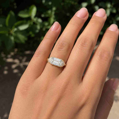 IGI Certified 3ct Asscher Cut Lab Grown Diamond Hidden Halo Engagement Ring, Solid Gold 10K 14K 18K, Bridal Jewelry, Anniversary Gift Ring