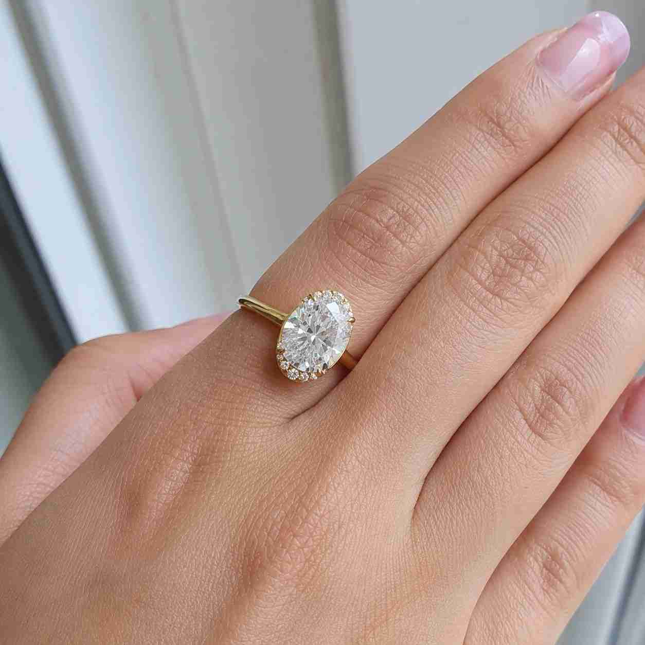 igi certified 3ct oval cut lab grown diamond hidden halo engagement ring, solid gold 10k 14k 18k, bridal jewelry, special occasion gift
