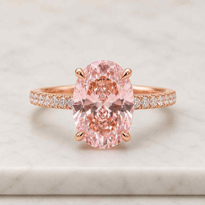 IGI Certified 6ct Oval Cut Lab Grown Diamond Hidden Halo Engagement Ring, Solid Gold 10K 14K 18K, Bridal Jewelry, Special Occasion Gift
