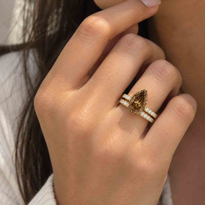 IGI Certified Asymmetrical-Pear-Cut-Diamond Spiral-Bypass Ring in Lab Grown Diamond – Solid 10k/14k/18k Gold or Sterling Silver
