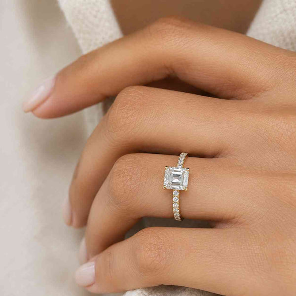 IGI Certified Diamond Engagement Ring Asscher Cut Diamond Hidden Halo Ring Lab Grown Diamond Ring Step Cut Diamond Ring
