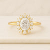 Oval Cut Moissanite Halo Engagement Ring
