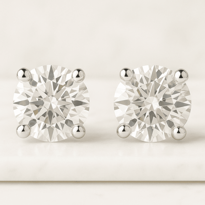 14K Solid Gold Marquise Lab Diamond Threadless Flat Back Stud Earring