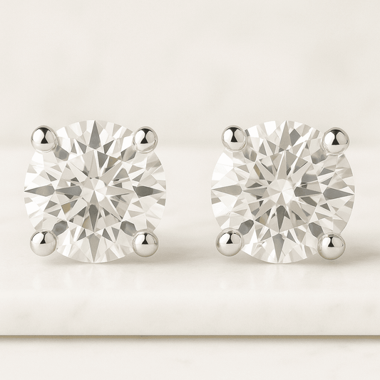 14K Solid Gold Marquise Lab Diamond Threadless Flat Back Stud Earring