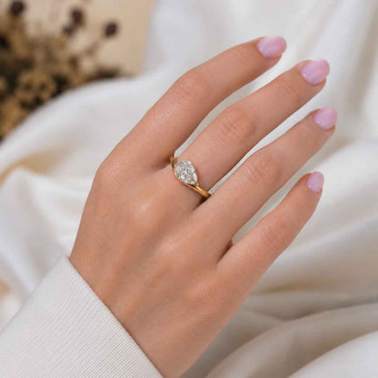 IGI Certified Engagement Ring Pear Diamond Ring Lab Grown Diamond Ring Round Side Stone Anniversary Gift Solid Gold Ring