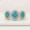 Fancy Blue Oval Cut Lab Grown Diamond Three Stone Ring
