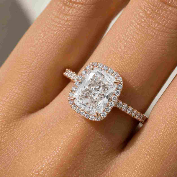 IGI Certified Lab Grown Oval Diamond Engagement Ring: Hidden Halo Ring