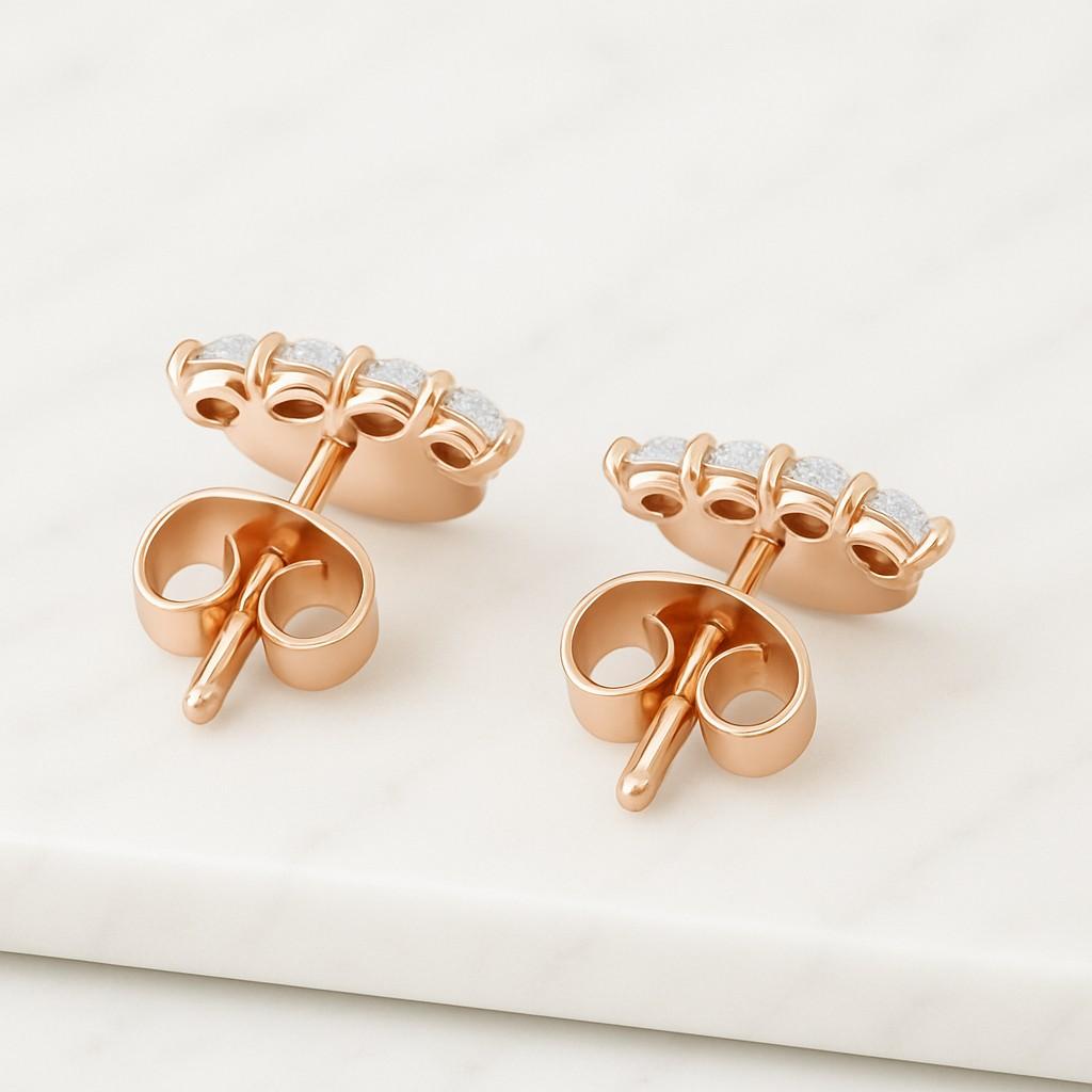 IGI Certified Lab Grown Oval Diamond Halo Stud Earrings 14K Solid Gold
