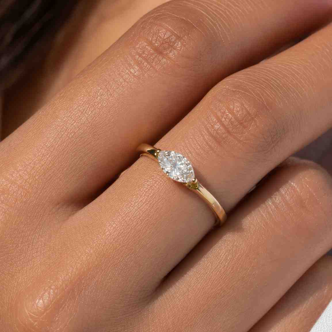 igi certified marquise cut lab grown diamond ring, 14k white gold promise ring for her, vintage engagement ring, bridal jewelry gift
