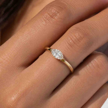 IGI Certified Marquise Cut Lab Grown Diamond Ring, 14K White Gold Promise Ring for Her, Vintage Engagement Ring, Bridal Jewelry Gift
